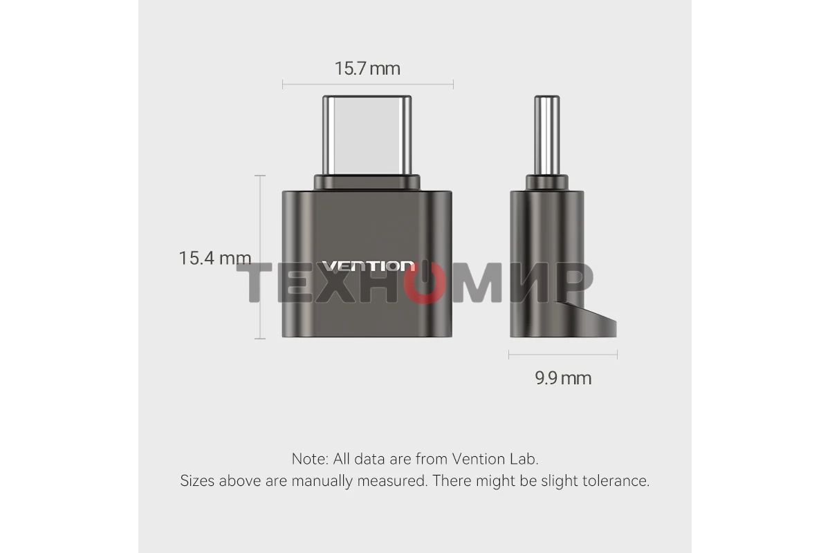 Кард-ридер Vention CLMH0/серый/OTG USB 2.0 CM/MicroSD/USB Type-C/металл