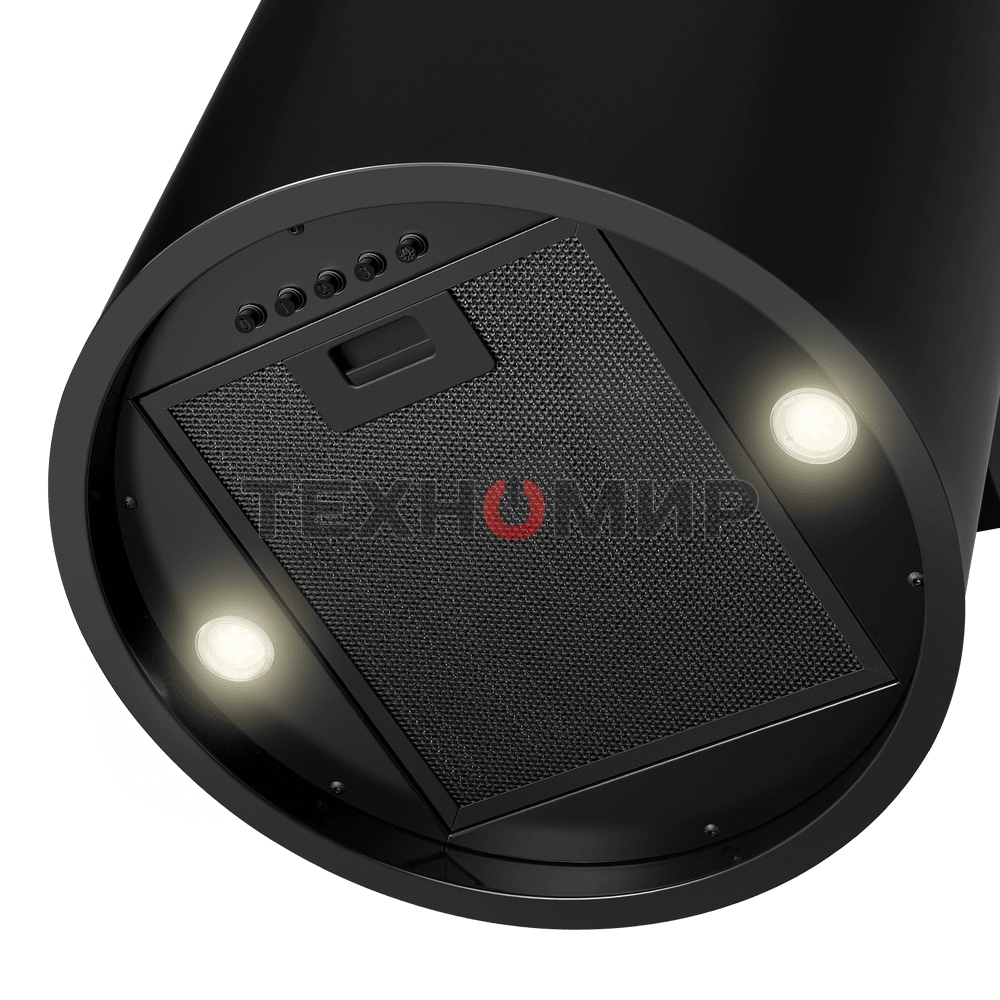 Вытяжка островная Maunfeld Drum Wall 35 черный, 32.5 см, 850 куб. м/ч, 48 дБ