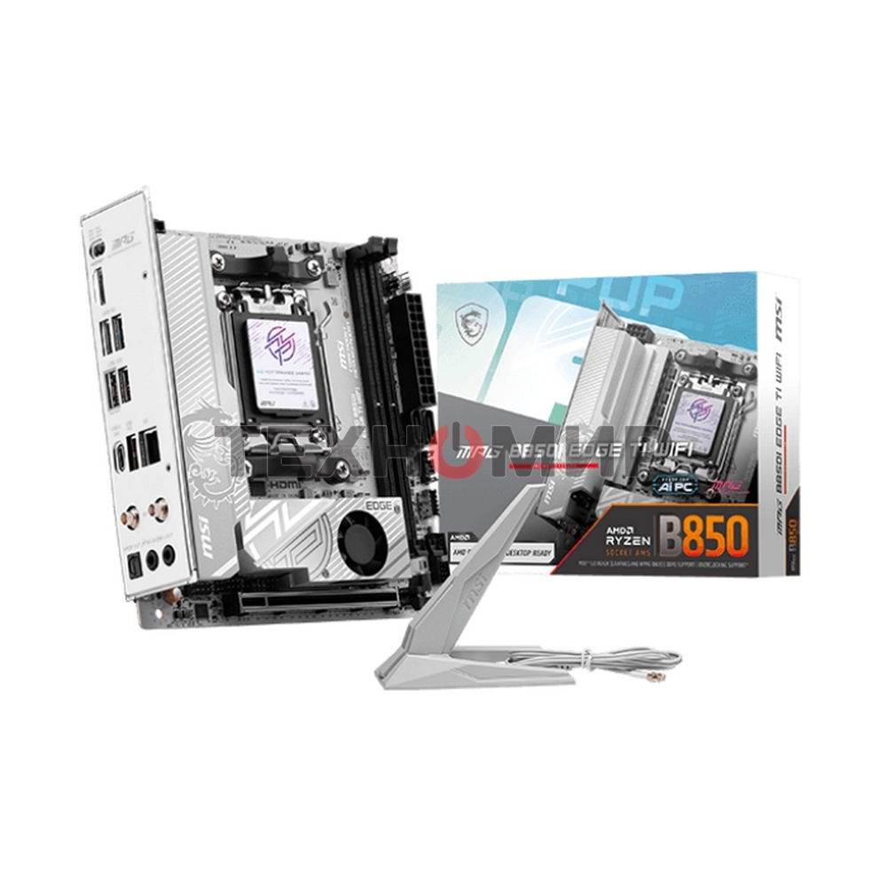 Материнская плата MSI MPG B850I EDGE TI WIFI, AM5, AMD B850, 2xDDR5, 2xSATA, 2xM.2, 1xPCIe 5.0 x16, 1xHDMI, 1x5Gb LAN, Wi-Fi 7, Bluetooth 5.4, 1xUSB-C 20Gbps, 3xUSB-A 10Gbps, 2xUSB-A 5Gbps, 2x3.5 мм, 7.1, Mini-ITX