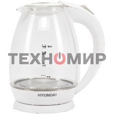 Чайник электрический Hyundai HYK-G2409 1.7 л, 2200 Вт, белый/серебристый (корпус: стекло)