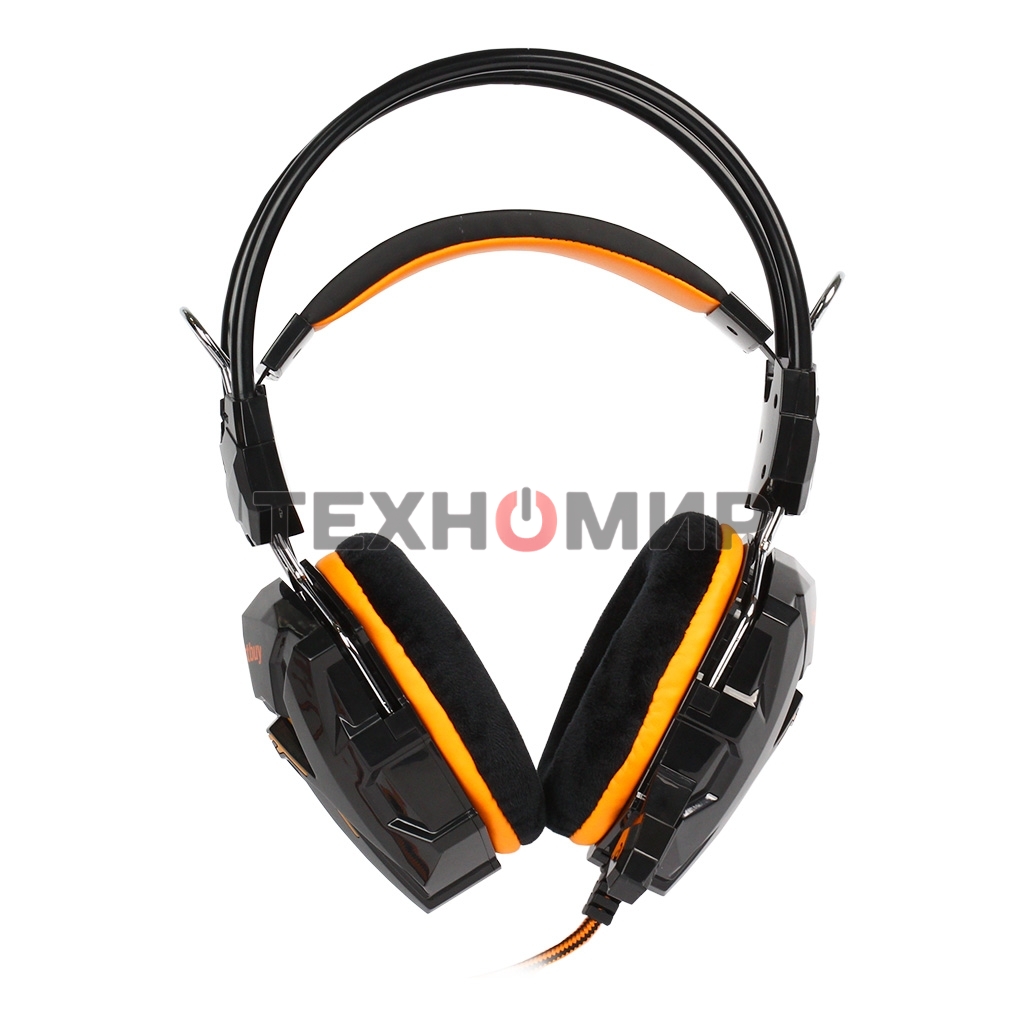 Гарнитура проводная игровая RUSH COBRA, динамики 40мм, велюровые амбушюры, черный/оранжевый (SBHG-1100)