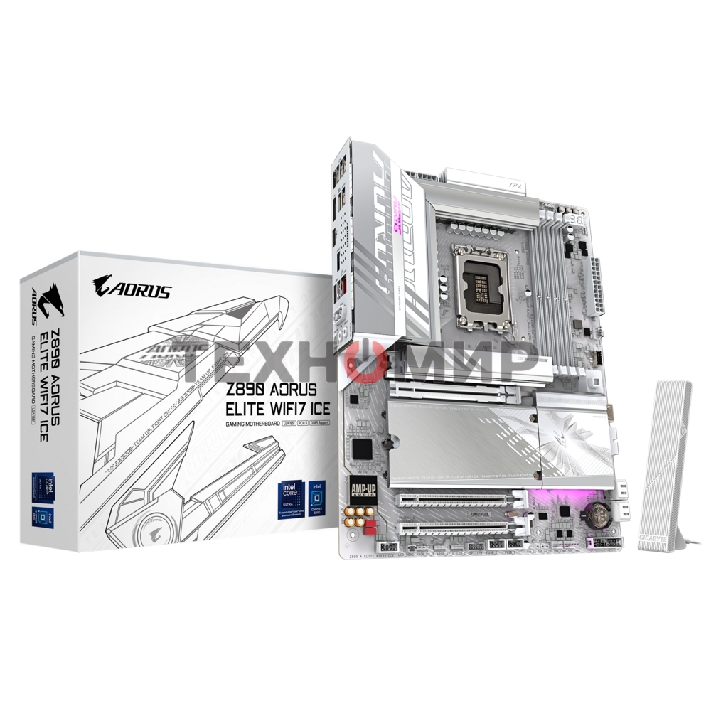 Материнская плата Gigabyte Z890 AORUS ELITE WIFI7 ICE, LGA 1851, Intel Z890, 4xDDR5, 4xSATA, 4xM.2, 1xPCIe 5.0 x16, 2xPCIe 4.0 x4, 1xDP, 1xUSB-C (DP), 1x 2.5Gb LAN, 4xUSB-A 2.0, 3xUSB-A 3.2 Gen 1, 2xUSB-A 3.2 Gen 2, 1xUSB-C 3.2 Gen 2 (Thunderbolt 4), 2x3.