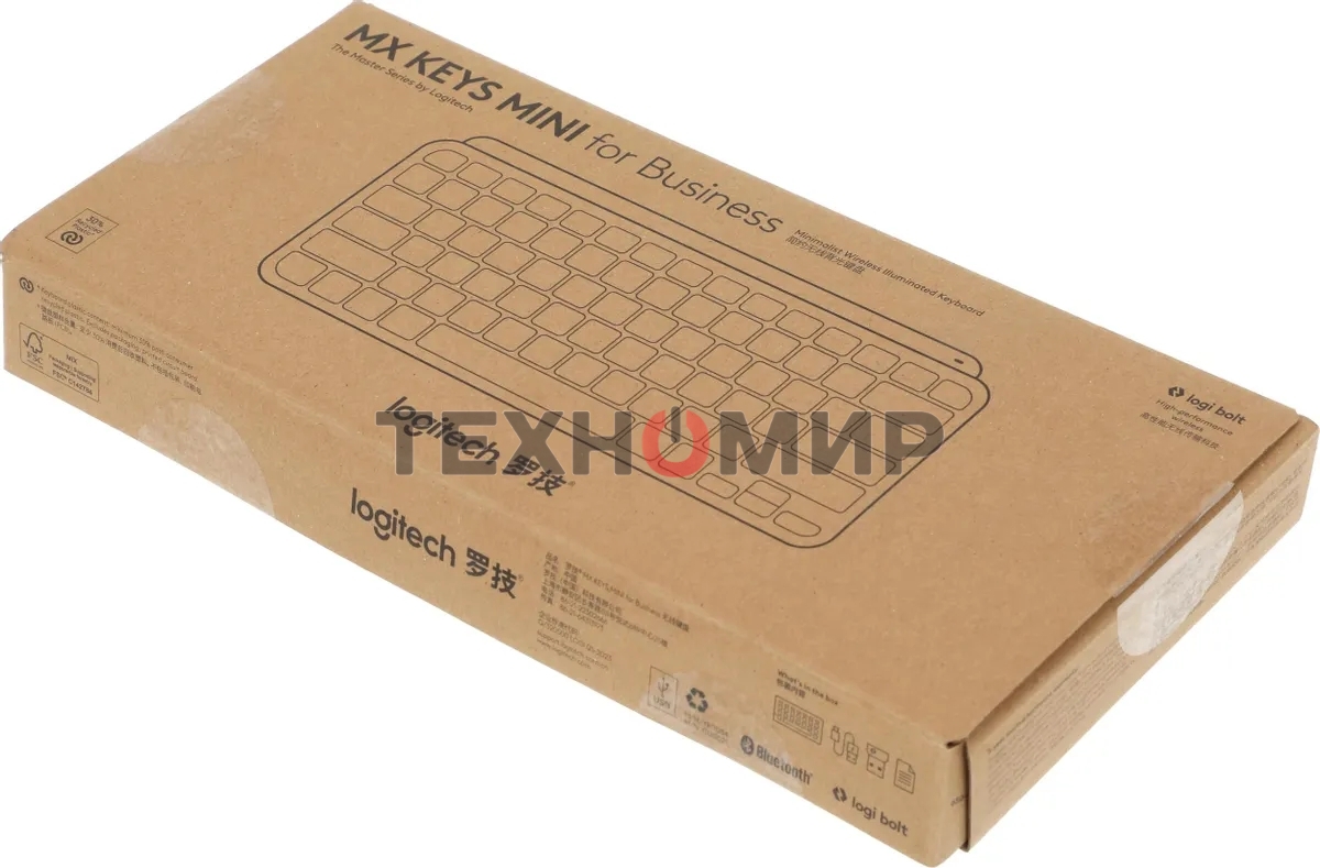 Клавиатура Logitech MX Keys Mini for Business беспроводная, Bluetooth, радиоканал, серый