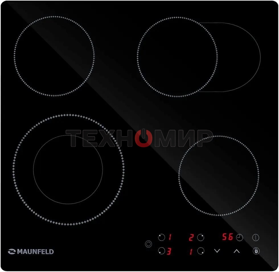 Электрическая варочная панель Maunfeld EVCE594SMDPBK, конфорок: 4 шт., стеклокерамика, независимая, черный