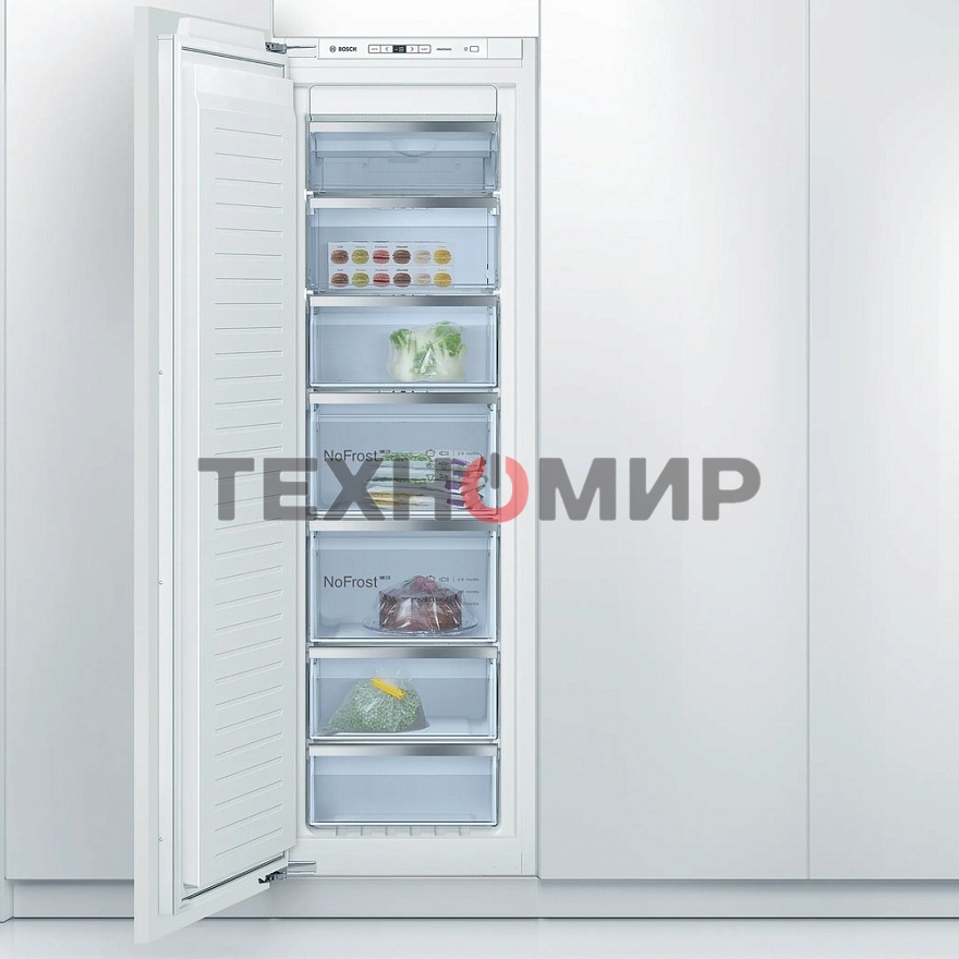 Встраиваемый морозильный шкаф Bosch GIN81AEF0U, белый, 212л, 5 ящиков
