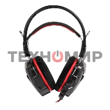 Гарнитура проводная игровая RUSH COBRA, динамики 40мм, велюровые амбушюры, черный/красный (SBHG-1300)
