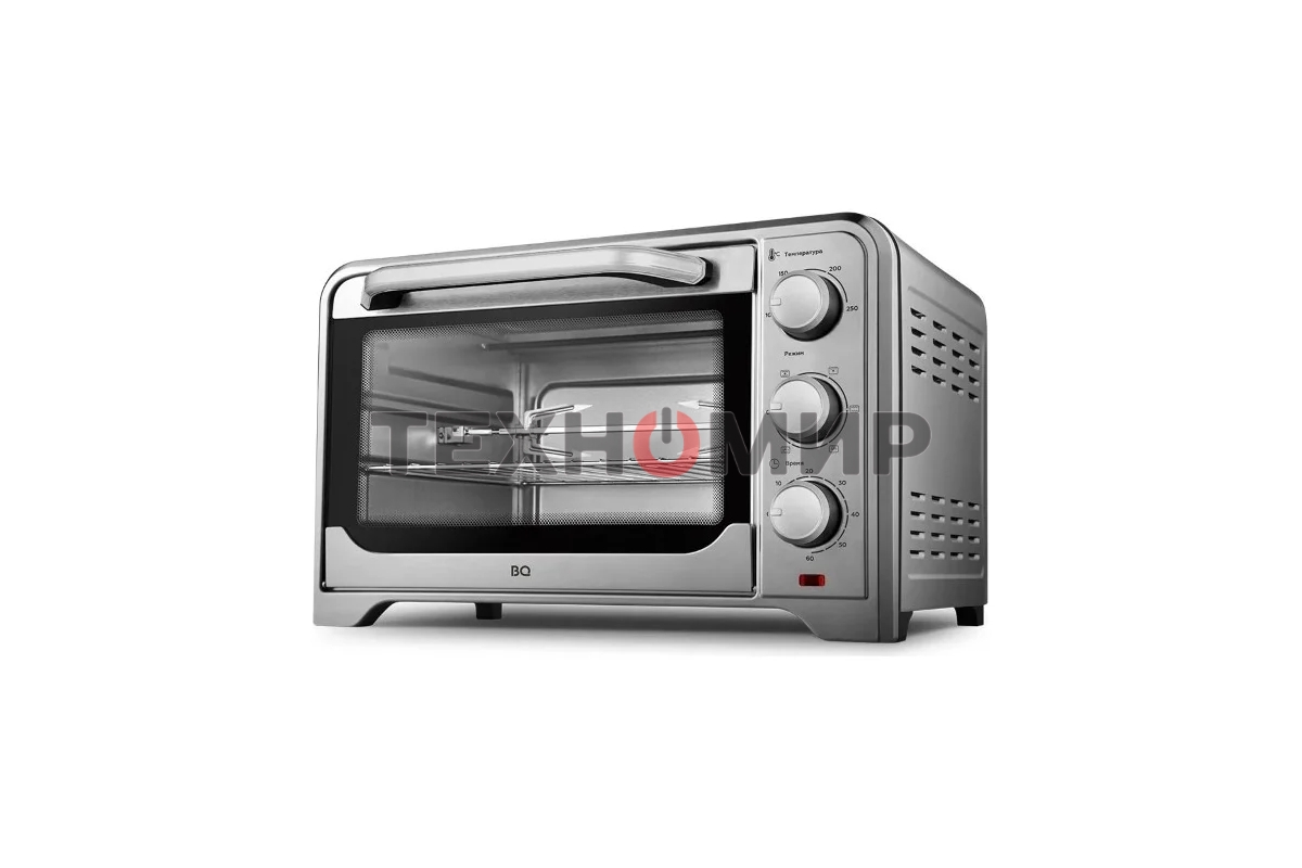 Мини-печь BQ EO1002B Мощность 1600 Вт, Объем 30 л, Конвекция, 5 режимов работы, Таймер до 60 мин черный/стальной