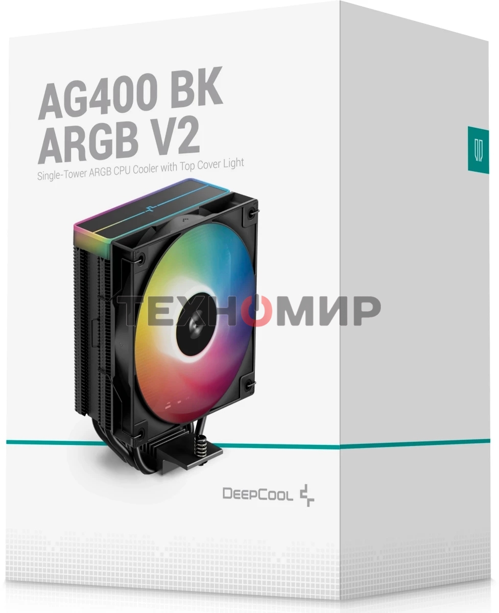 Кулер для процессора DEEPCOOL AG400 BK ARGb V2 черный 120мм алюминий+медь 2100rpm 31.6db 4-pin 220W 154мм