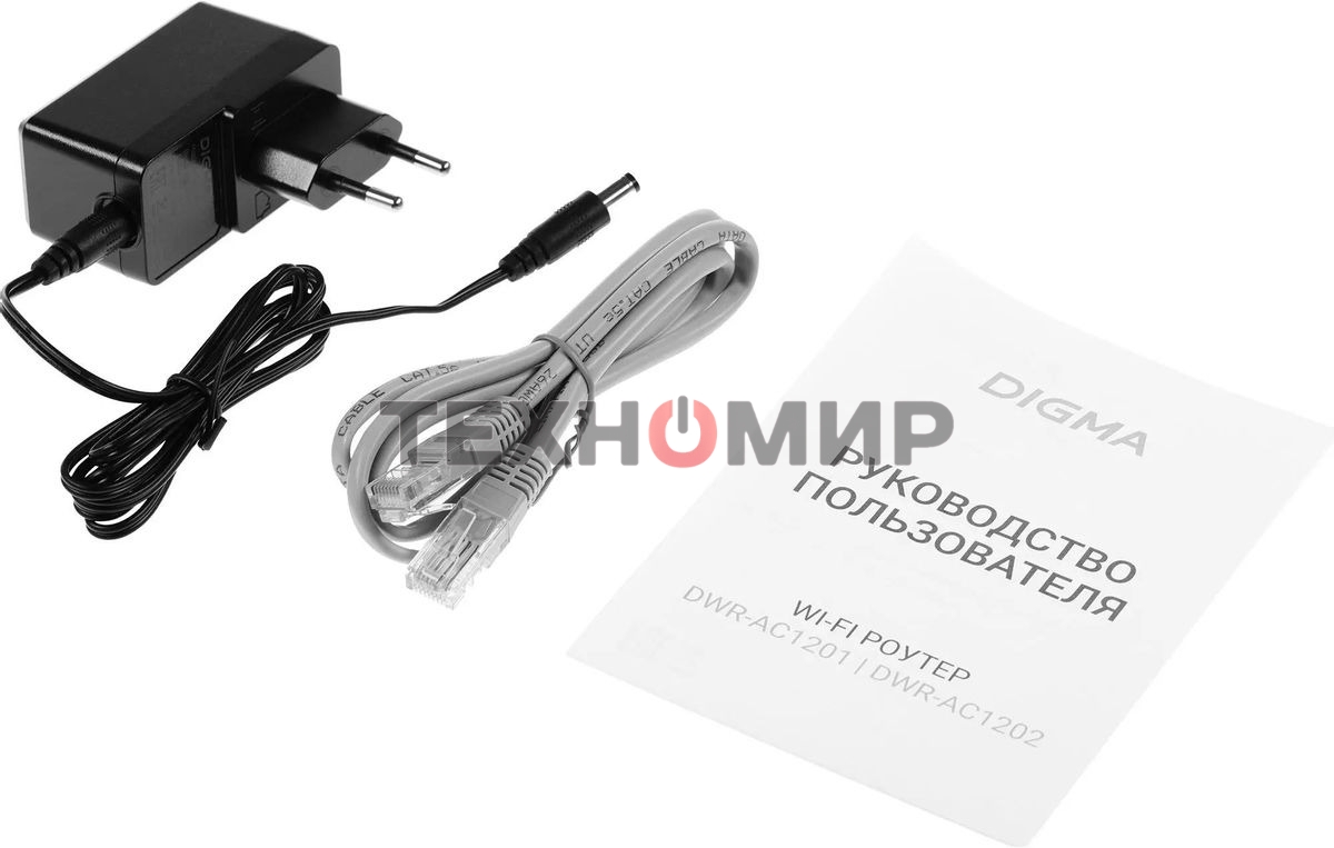 Роутер беспроводной Digma DWR-AC1201 AC1200 10/100BASE-TX черный (упак.:1шт)