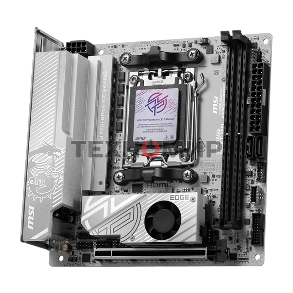 Материнская плата MSI MPG B850I EDGE TI WIFI, AM5, AMD B850, 2xDDR5, 2xSATA, 2xM.2, 1xPCIe 5.0 x16, 1xHDMI, 1x5Gb LAN, Wi-Fi 7, Bluetooth 5.4, 1xUSB-C 20Gbps, 3xUSB-A 10Gbps, 2xUSB-A 5Gbps, 2x3.5 мм, 7.1, Mini-ITX