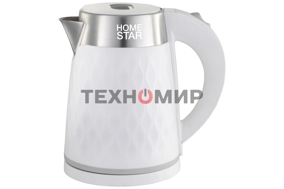 Чайник электрический Homestar HS-1021, 1500 Вт, 1.7 л, нержавейка+пластик, белый, двойной корпус