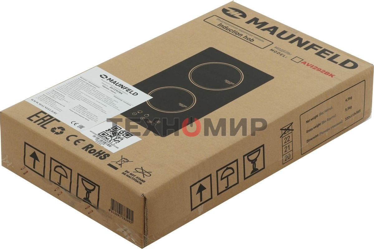 Индукционная варочная панель Maunfeld AVI292BK, конфорок: 2 шт., стеклокерамика, независимая, черный