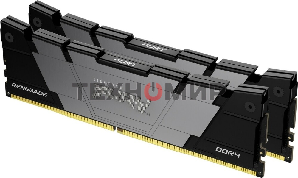 Оперативная память Kingston Fury Renegade, DDR4, 16GB (2x8GB), 3200MHz, CL16, DIMM, с радиатором, серый/черный