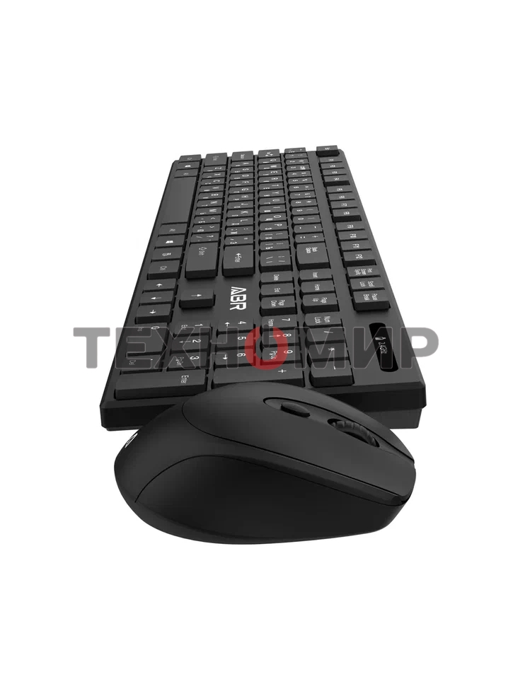 Комплект клавиатура и мышь ABR KW814 черный, интерфейс USB, беспроводной, 2.4G, RU/EN