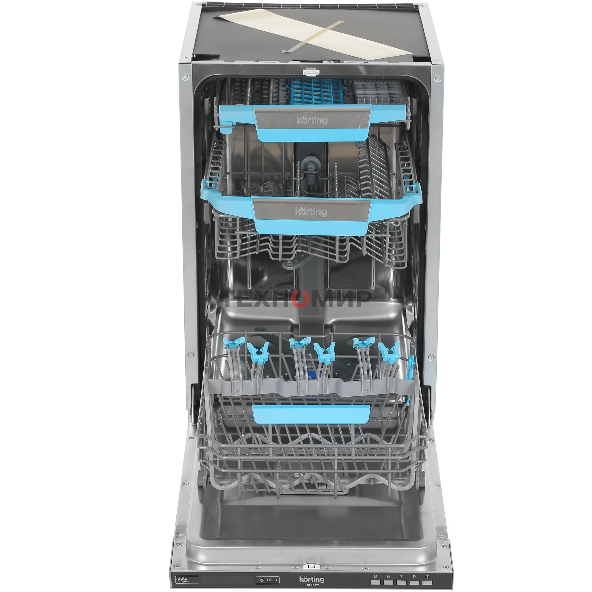 Встраиваемая посудомоечная машина Korting KDI 45570, нержавеющая сталь, 44.8 см, 10 компл., 47 дБ, класс A++