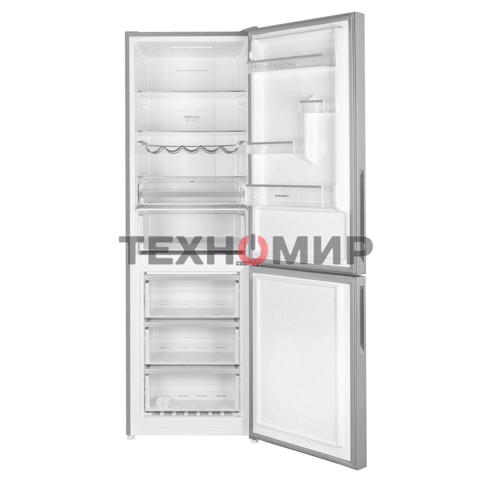 Холодильник Maunfeld MFF185NFS серый двухкамерный инвертор 240/100л морозилка снизу, No Frost