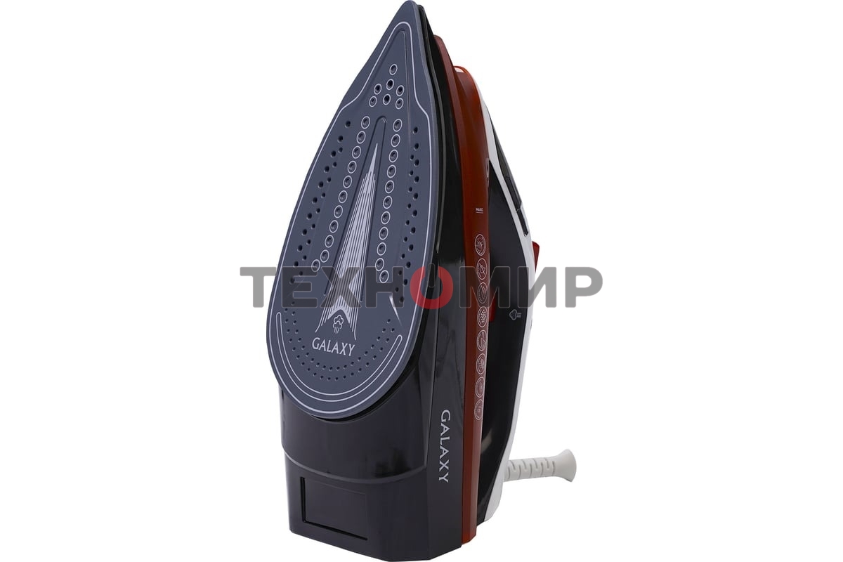 Утюг Galaxy GL 6131, оранжевый, паровой, 2500 Вт, подача пара до 50 г/мин, паровой удар до 230 г/мин, функции: автоотключение, самоочистка, антикапля, антинакипь, функция увлажнения, вертикальное отпаривание, керамическое покрытие подошвы, защита от перег