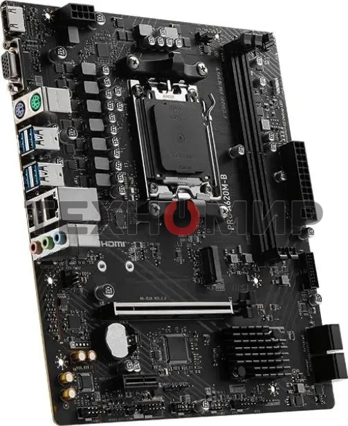 Материнская плата MSI PRO A620M-B, AM5, AMD A620, 2xDDR5, 4xSATA, 1xM.2 (PCIe 4.0 x4), 1xPCIe 4.0 x16, 1xPCIe 3.0 x1, 1xHDMI, 1xVGA, 1x2.5Gb LAN, 6xUSB-A 5Gbps, 6xUSB-A 2.0, 3x3.5 мм, 7.1, mATX