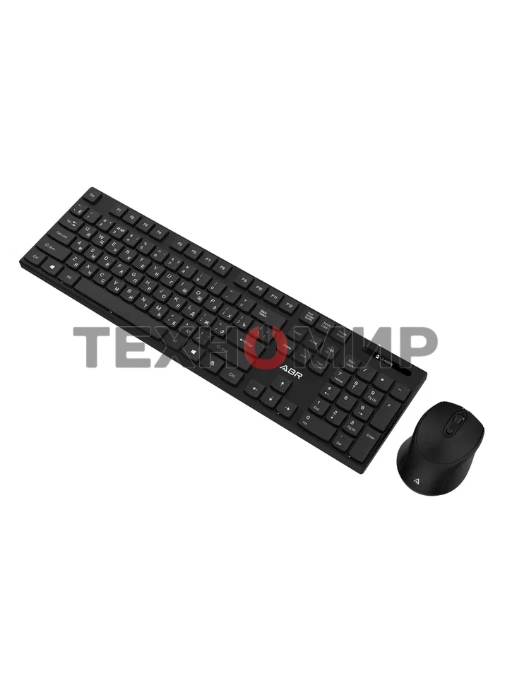 Комплект клавиатура и мышь ABR KW814 черный, интерфейс USB, беспроводной, 2.4G, RU/EN