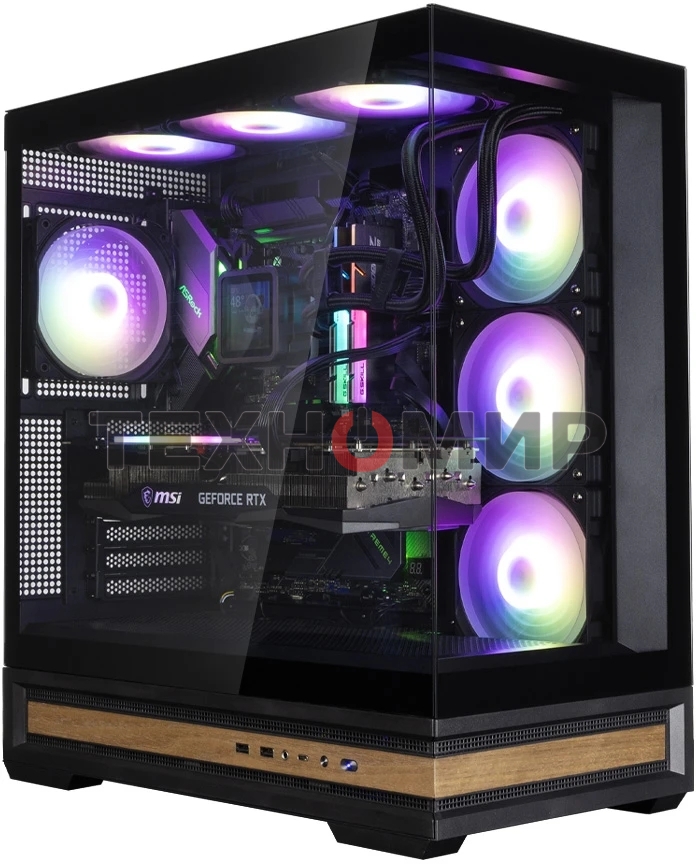 Компьютерный корпус ZALMAN P40 NAMU, ATX, черный, WINDOW, WOODEN ELEMENTS, 2xCombo(2.5” or 3.5”), 1xUSB TYPE-C, 2xUSB 3.0, SIDE 3x120мм ARGb, REAR 1x120мм ARGb