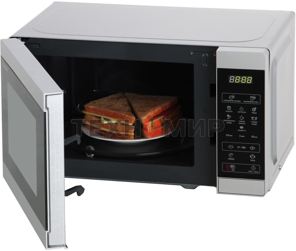 Микроволновая печь Sharp R-2800RSL серебристый, 20 л, 800 Вт, переключатели - сенсор