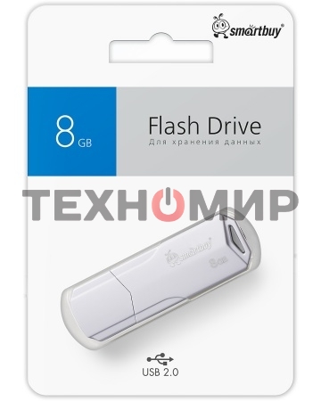 Флешка USB SmartBuy CLUE white (SB8GbCLU-W), 8Gb, USB 2.0, R/W 30/15, белый