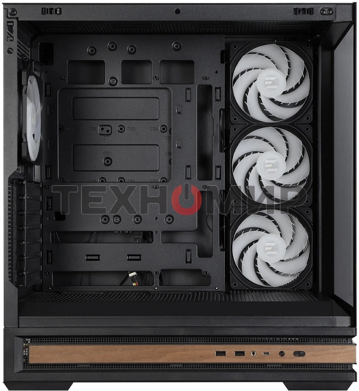 Компьютерный корпус ZALMAN P40 NAMU, ATX, черный, WINDOW, WOODEN ELEMENTS, 2xCombo(2.5” or 3.5”), 1xUSB TYPE-C, 2xUSB 3.0, SIDE 3x120мм ARGb, REAR 1x120мм ARGb