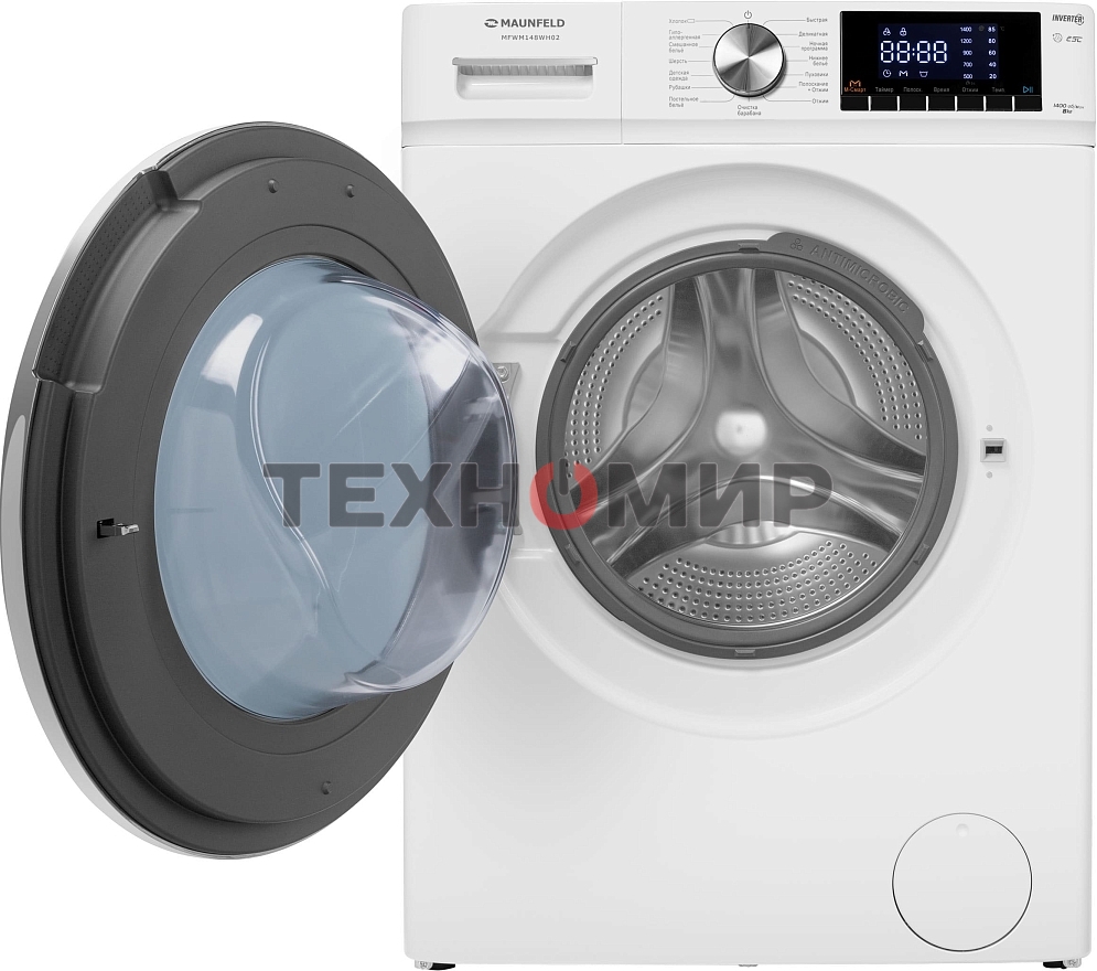 Стиральная машина Maunfeld MFWM148WH02 белый, загрузка фронтальная 8 кг, 1400 об/мин., класс: А+++