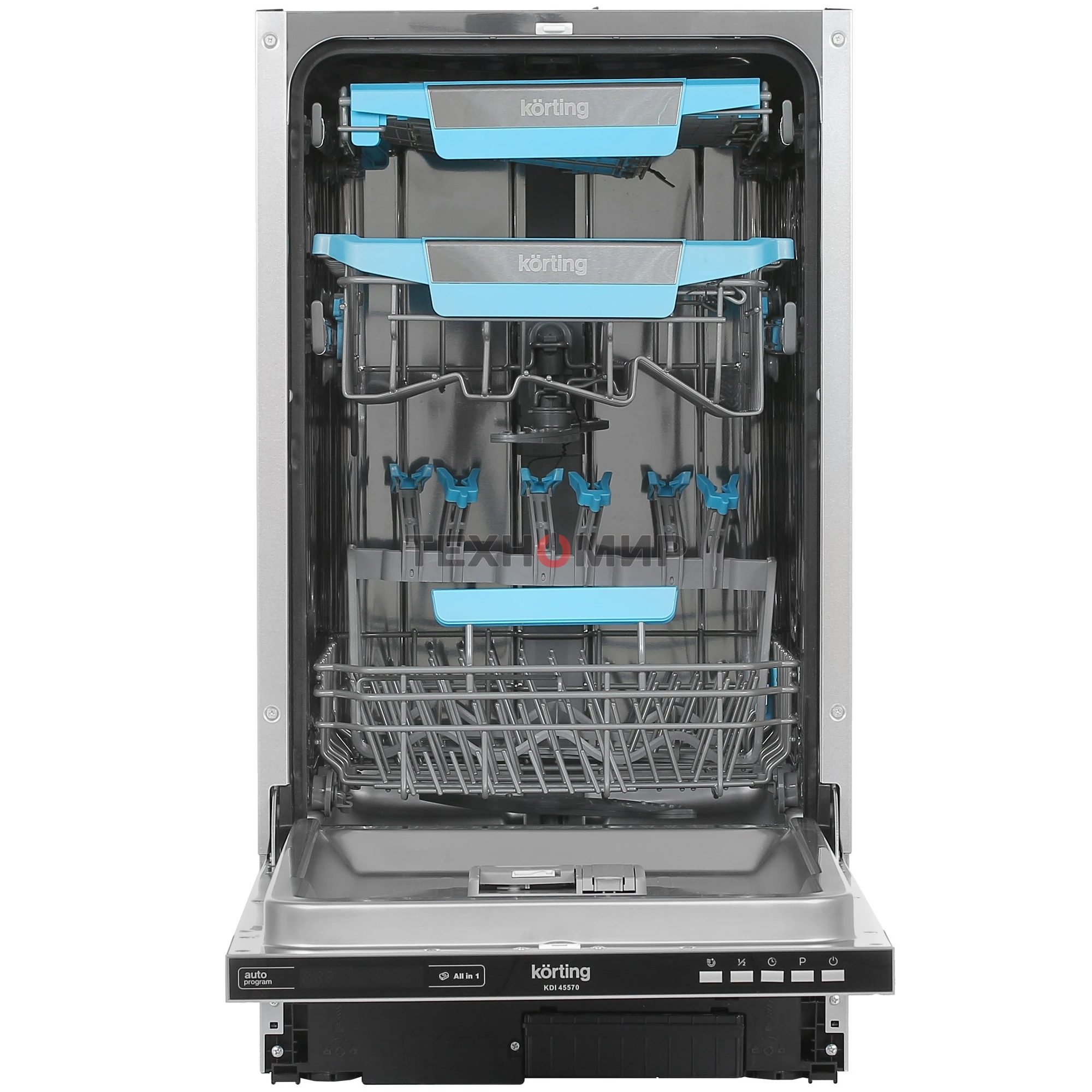 Встраиваемая посудомоечная машина Korting KDI 45570, нержавеющая сталь, 44.8 см, 10 компл., 47 дБ, класс A++