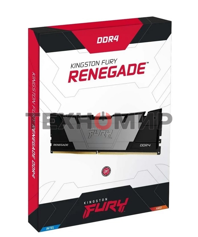 Оперативная память Kingston Fury Renegade, DDR4, 64GB (2x32 GB), 3200 MHz, CL16, DIMM, с радиатором, черный