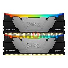 Оперативная память Kingston Fury Renegade, DDR4, 32GB (2x16GB), 3200MHz, CL16, DIMM, с радиатором, RGB, серебристый/черный