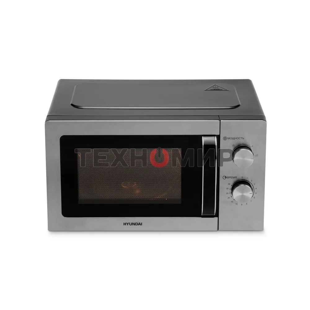Микроволновая печь Hyundai HYM-M2013 нержавеющая сталь/черный, 20 л, 700 Вт, переключатели - электронный поворотный механизм