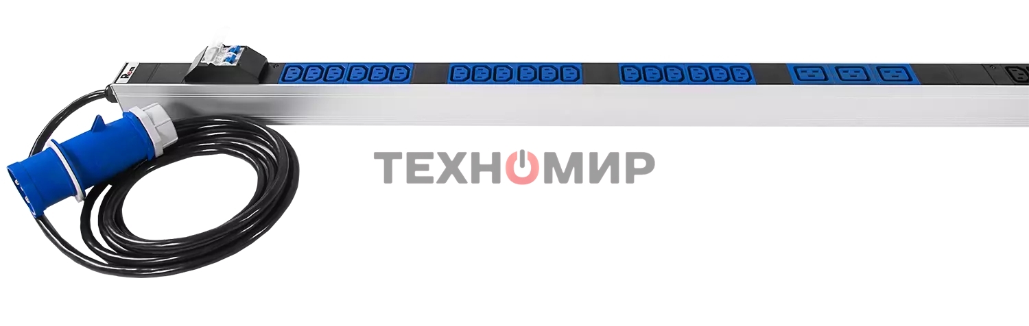 Блок силовых розеток Rem Rem-32, IEC 60320 С13 х 36, IEC 60320 С19 х 6, вход IEC 309, шнур 3 м, 1 863мм, однофазный 32А, автомат + индикатор, серый, 2