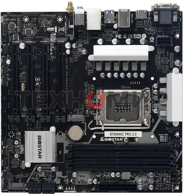Материнская плата Biostar B760MXC PRO, LGA 1700, Intel B760, 4xDDR4, 8xSATA, 2xM.2, 1xPCIe 4.0 x16, 3xPCIe 3.0 x1, 1xHDMI, 1xDVI, 1xVGA, 1x 1Gb LAN, 4xUSB-A 3.2 Gen 2, 2xUSB-A 2.0, 3x3.5 мм, 7.1, mATX