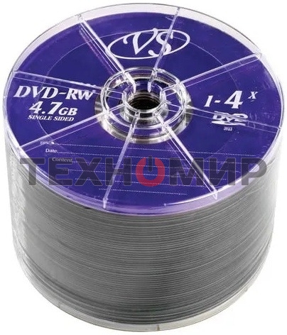Диск DVD-RW VS (PERFEO) 4.7 Gb, 4x, Bulk (50), (50/600).