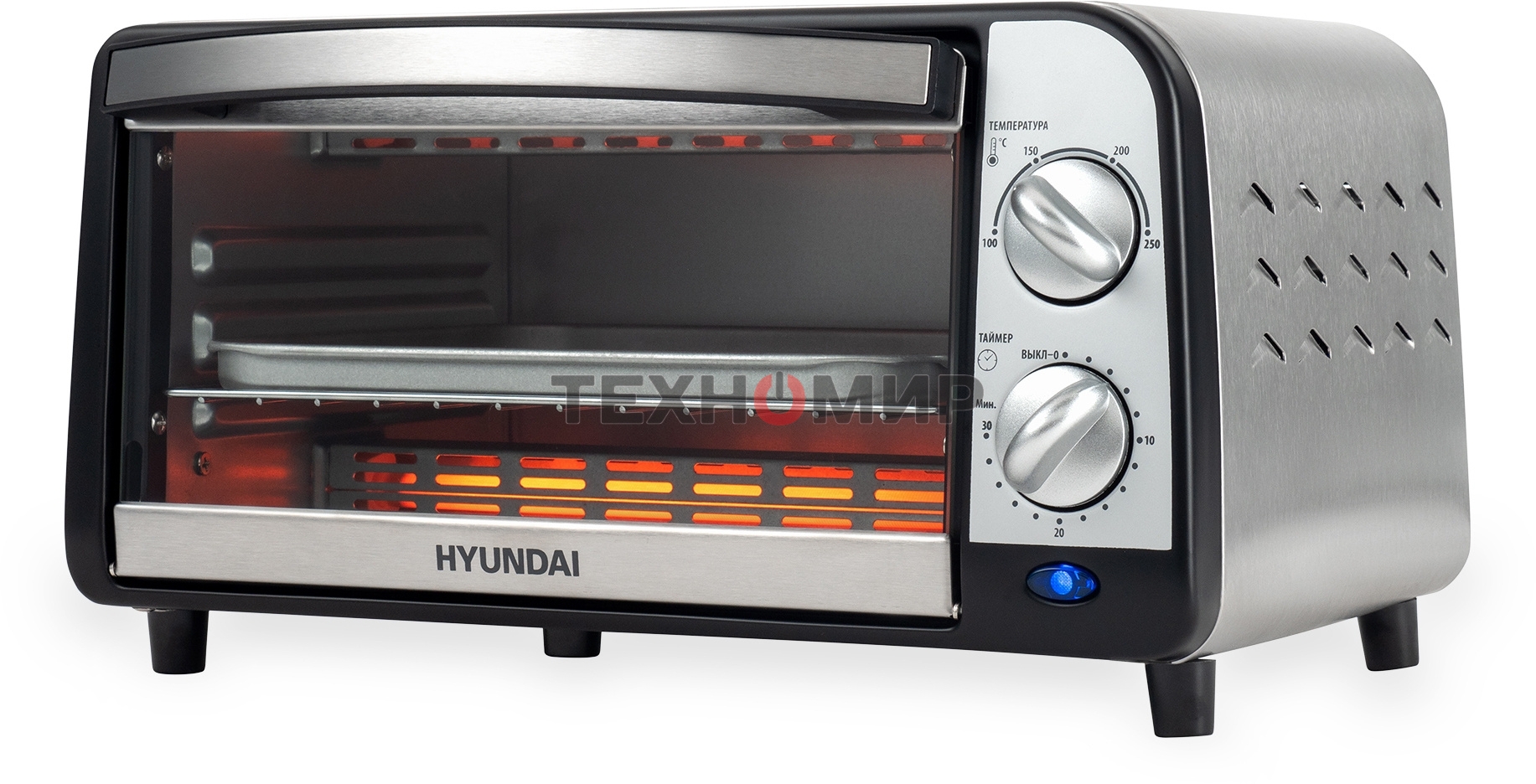 Мини-печь Hyundai MIO-HY071 9 л, 800 Вт, серебристый