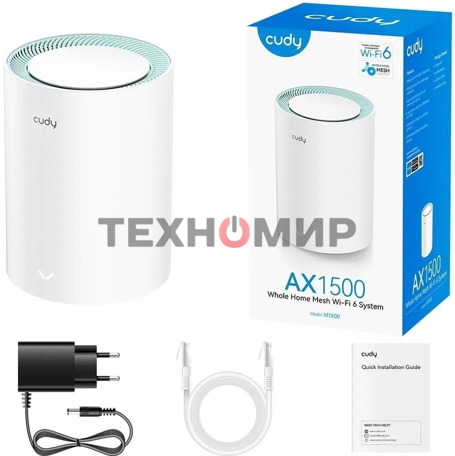 Бесшовный Mesh роутер Cudy M1500 (M1500(1-PACK)) AX1500 10/100/1000BASE-TX