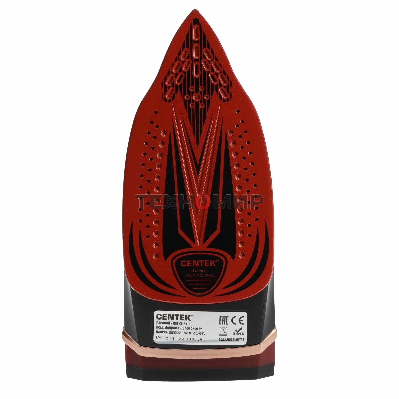Утюг Centek CT-2313 красный, 2400 Вт, 50 г/мин, 185 г/мин, 350 мл