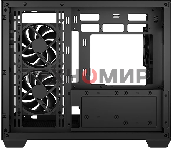 Компьютерный корпус Deepcool CG330 3F без БП, боковое окно (панорама), 3x120мм ARGB PWM вентилятора, черный, mATX