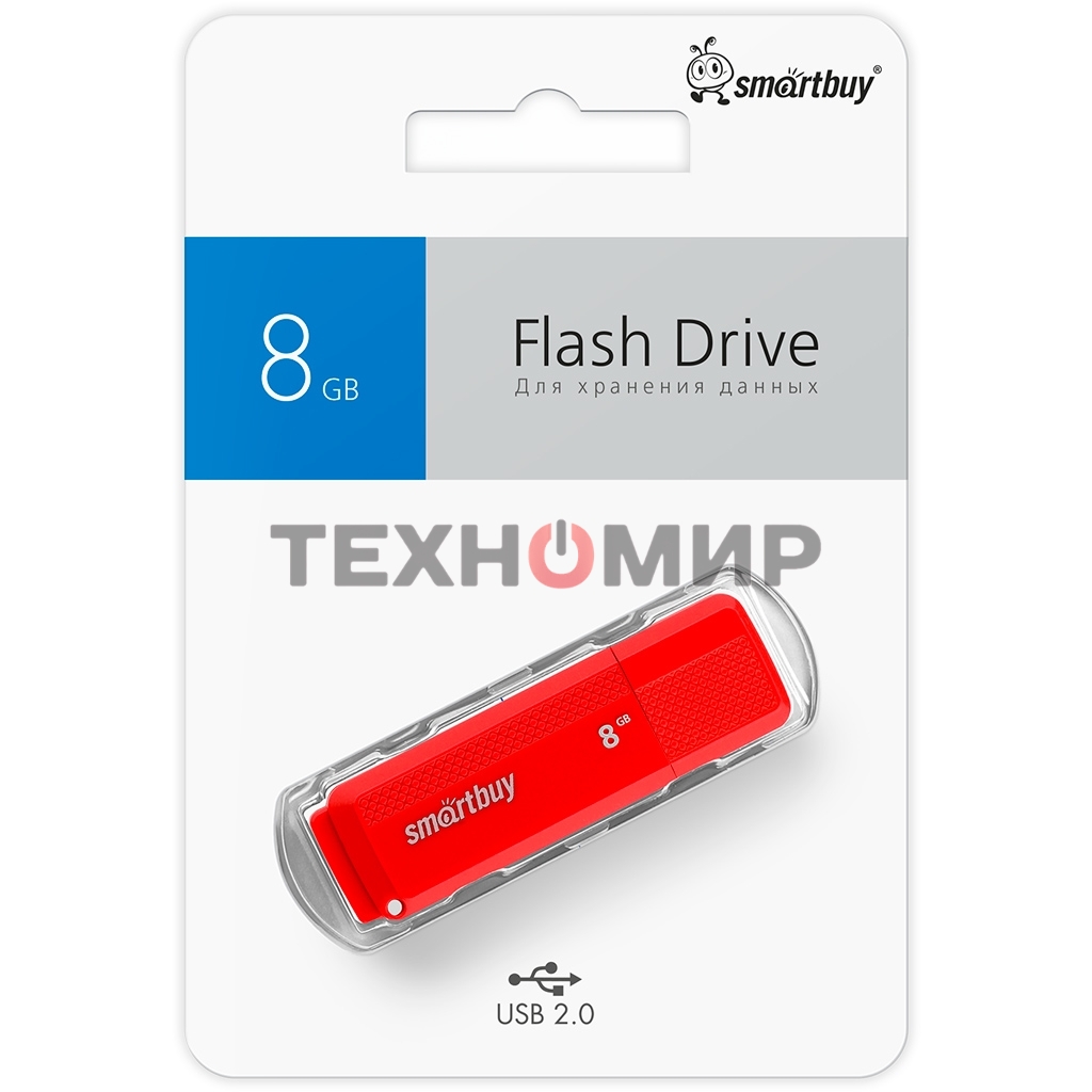 Флешка USB Smartbuy DOCK RED (SB8GBDK-R), 8Gb, USB 2.0, R/W 15/5, красный