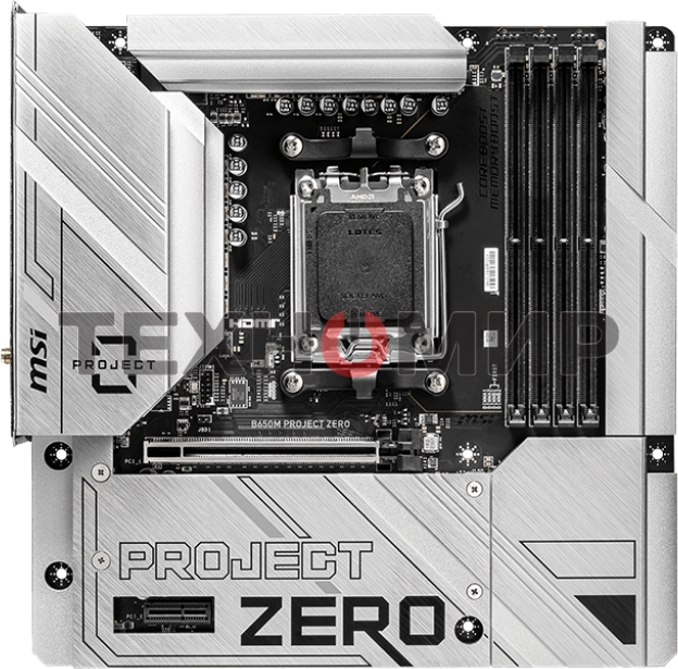 Материнская плата MSI B650M PROJECT ZERO, AM5, AMD B650, 4xDDR5, 4xSATA, 2xM.2, 1xPCIe 4.0 x16, 1xPCIe x1, 1xDP, 1xHDMI, 1x 2.5Gb LAN, 2xUSB-A 2.0, 2xUSB 3.2 Gen 1, 3xUSB 3.2 Gen 2, 3x3.5 мм, 7.1, mATX