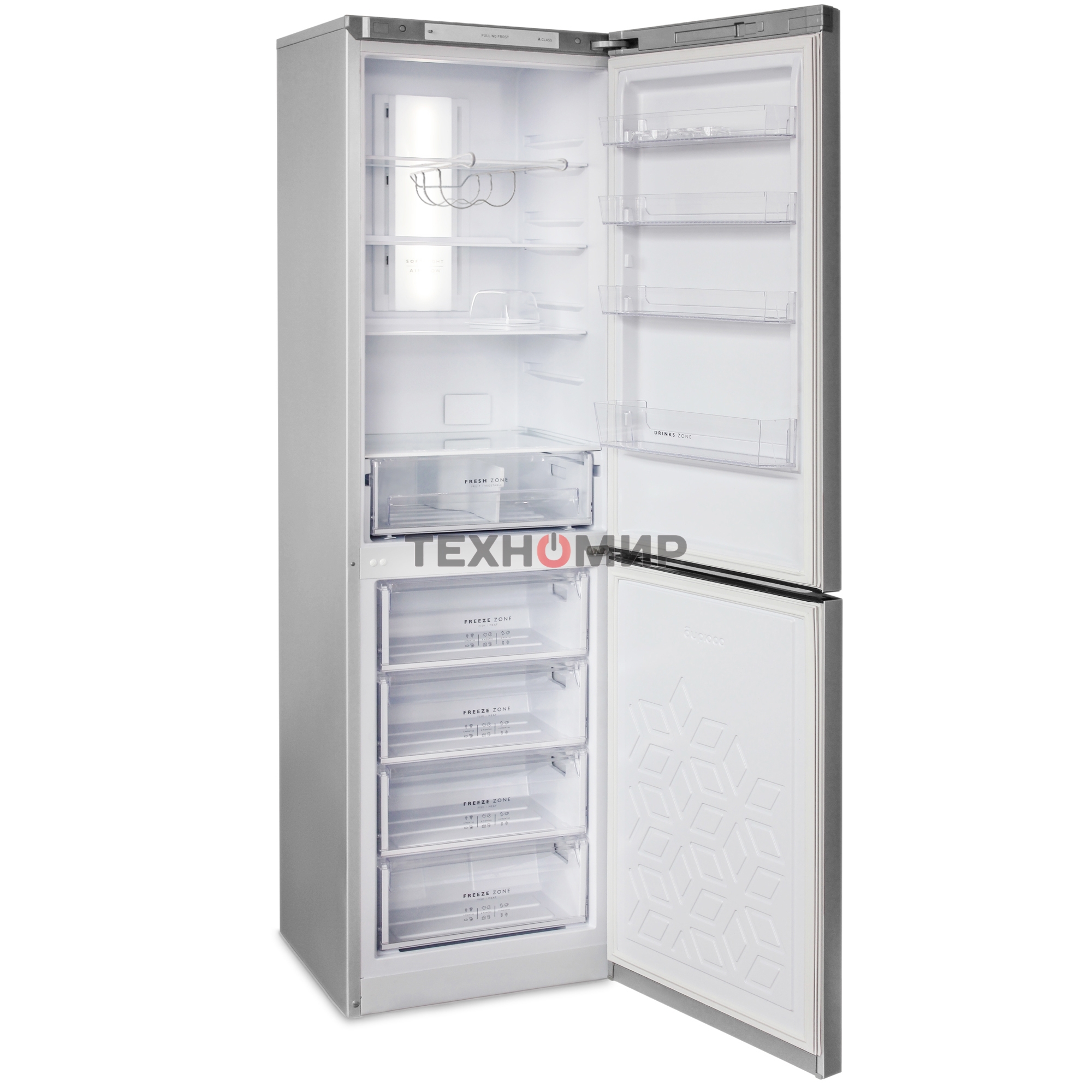 Холодильник Бирюса Б-M980NF металлик двухкамерный 240/130л морозилка снизу, No Frost