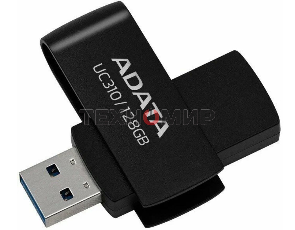 Флешка USB ADATA UC310 (UC310-128G-RBK), 128Gb, USB 3.2 Gen 1, R/W 100/30, черный