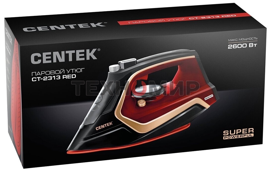 Утюг Centek CT-2313 красный, 2400 Вт, 50 г/мин, 185 г/мин, 350 мл