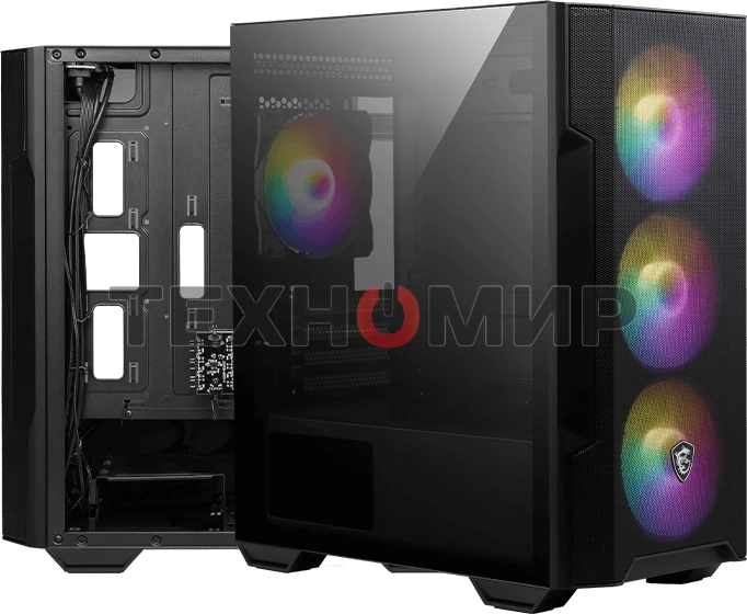 Компьютерный корпус MSI MAG FORGE M100R 1xUSB 3.0, 2xUSB 2.0, 4x120мм ARGB Fan, ARGB Control Board, Tempered Glass Window, Brown Box (932220)