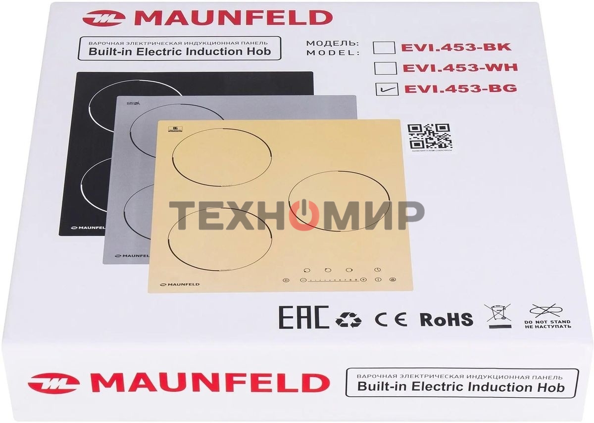 Индукционная варочная панель Maunfeld EVI.453-BG, конфорок: 3 шт., стеклокерамика, независимая, бежевый