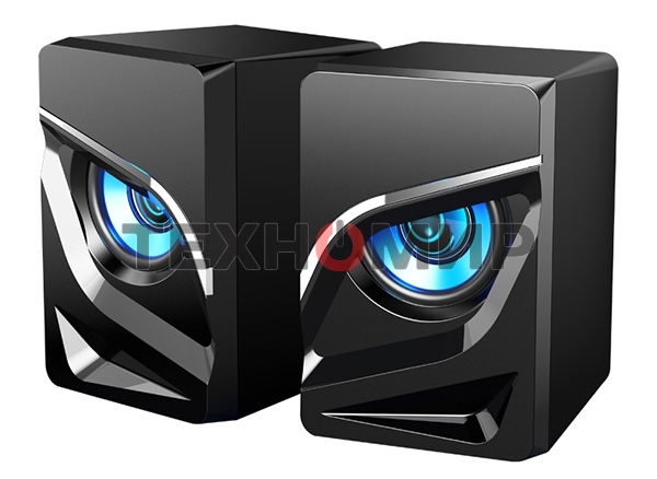 Акустическая система 2.0 Qumo Rage AS005, 10 ВТ, объемное звучание, синяя подсветка (отключаемая), USB/Jack 3,5мм