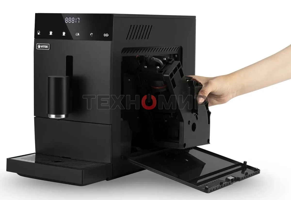 Кофемашина автоматическая Vitek Metropolis VT-8700 черный, зерновой кофе, 1.2 л, 1350 Вт, 20 Бар