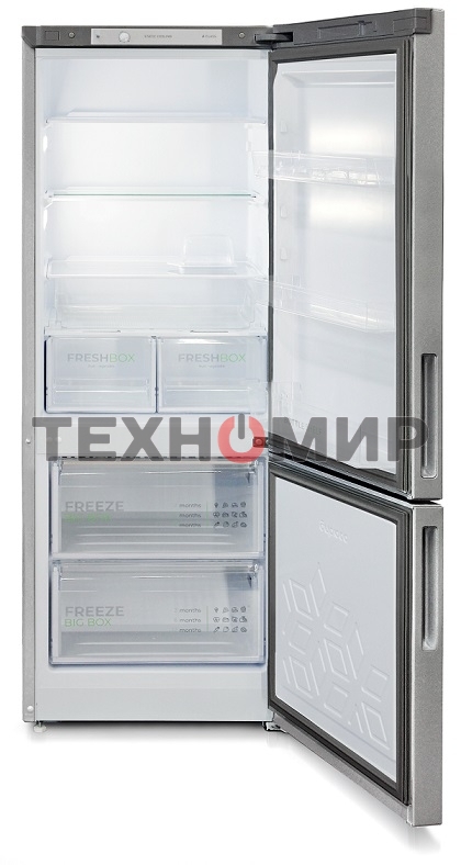 Холодильник Бирюса М6134 металлик двухкамерный 210/85 л морозилка снизу, капельная система