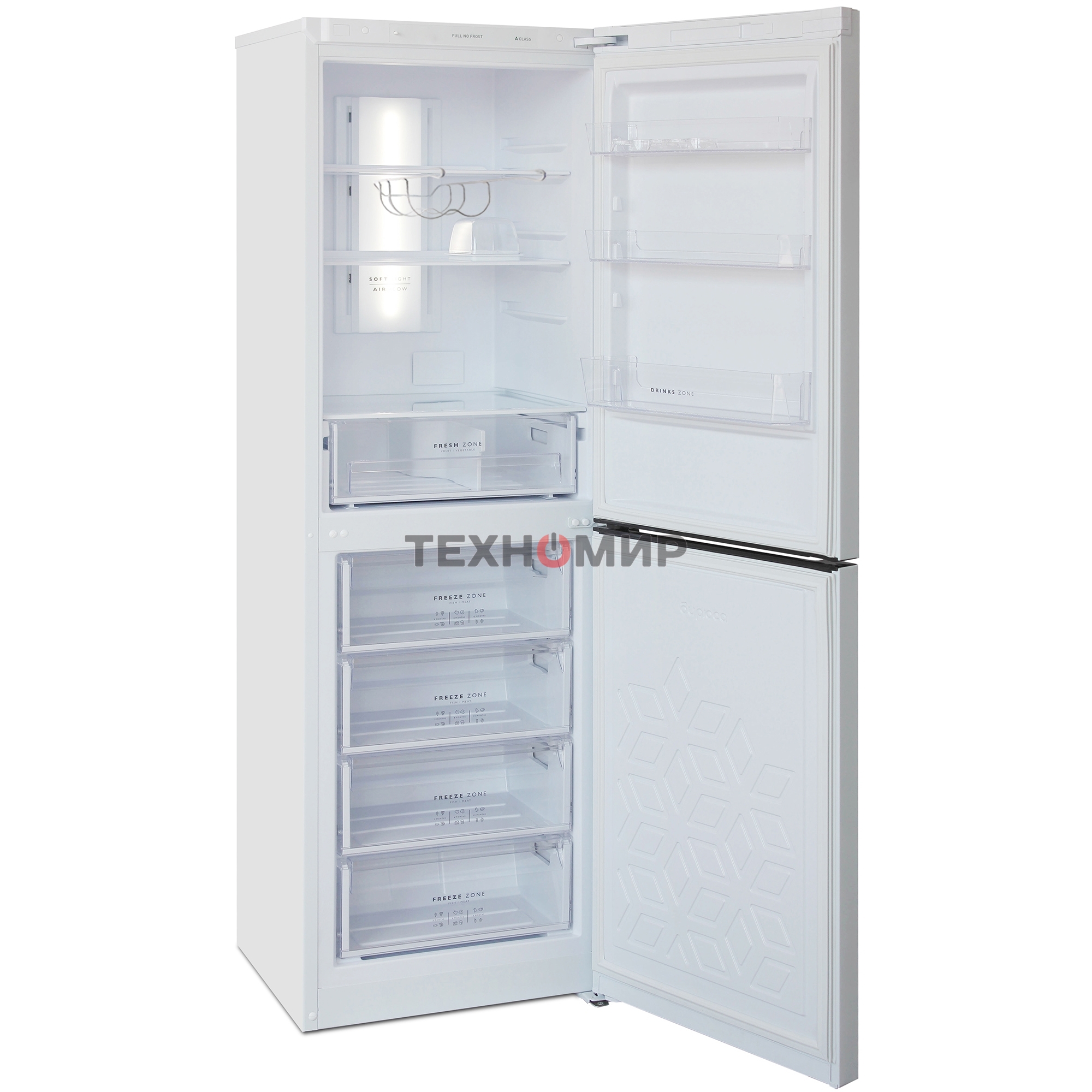 Холодильник Бирюса Б-940NF белый двухкамерный 210/130л морозилка снизу, No Frost